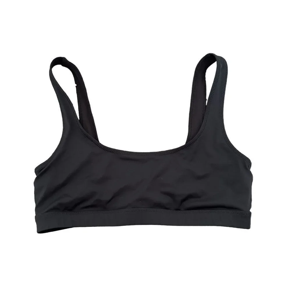 NWT SKIMS Recycled Signature Swim Tank Bikini Top In Onyx Black